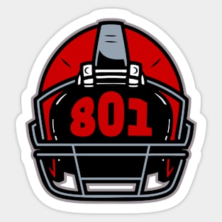 Retro Football Helmet 801 Area Code Salt Lake City Utah Football Sticker